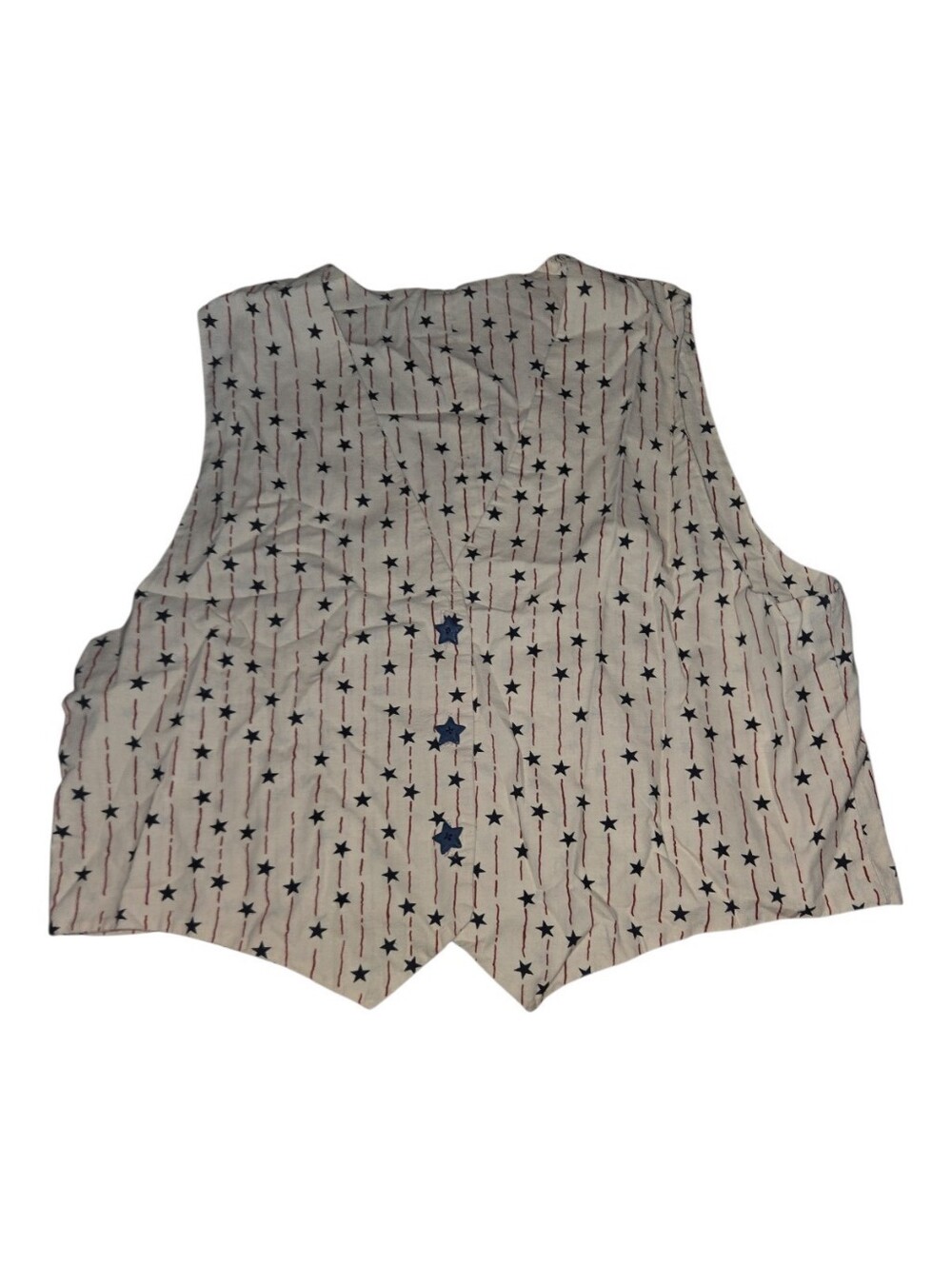 Star-Print Button Vest in Cream and Navy